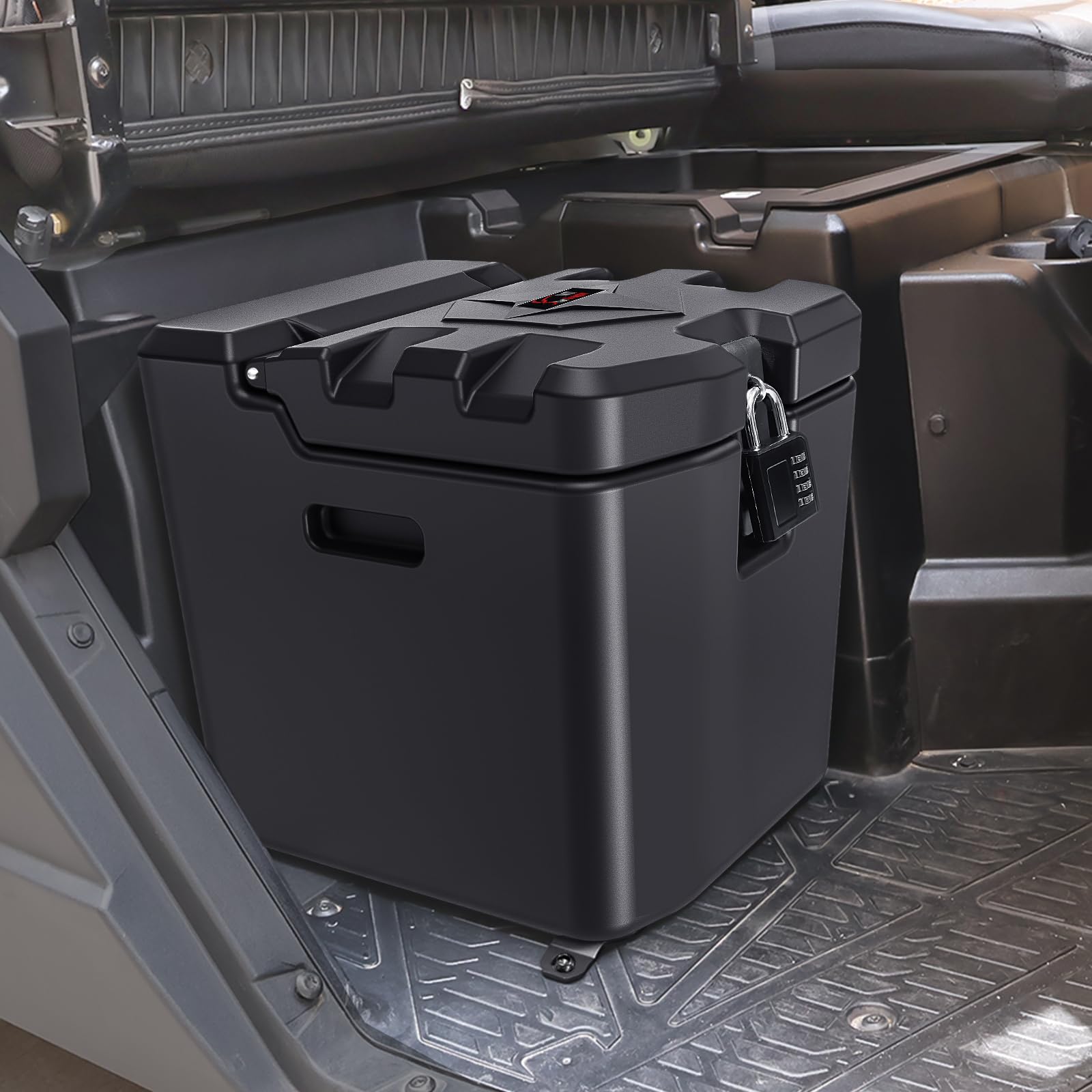 StarknightMT 28L/7.4Gal Under Seat Storage Box with Lock for Polaris Ranger XP 1000/Crew (2018-2024) | Waterproof Utility Organizer for Tools, Gear & Accessories | Replacement Part #2882910