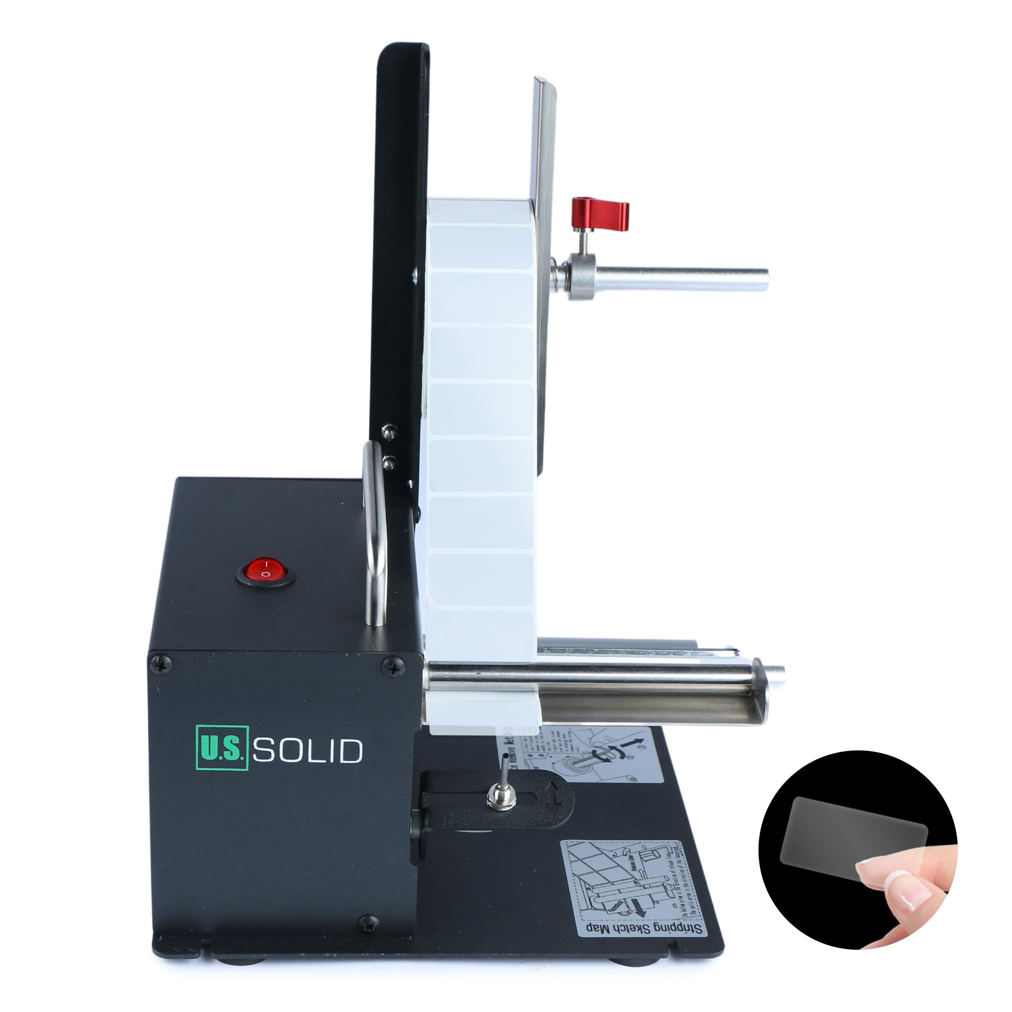 U.S. Solid Automatic Label Dispenser Machine with Fiber Optic Sensor - Clear & Opaque Labels (10-115mm Width, 8-130mm Length) - Perfect for Warehouse, Retail & Shipping Labeling