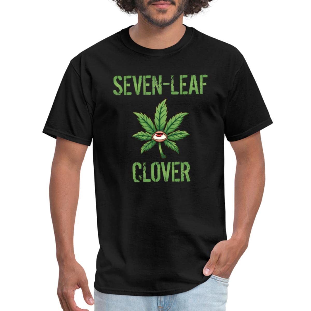 Spreadshirt Seven-Leaf Clover Cannabis Leaf Men's T-Shirt - Comfortable Cotton Tee for Stoner Fashion, 420 Gifts & Festival Outfits