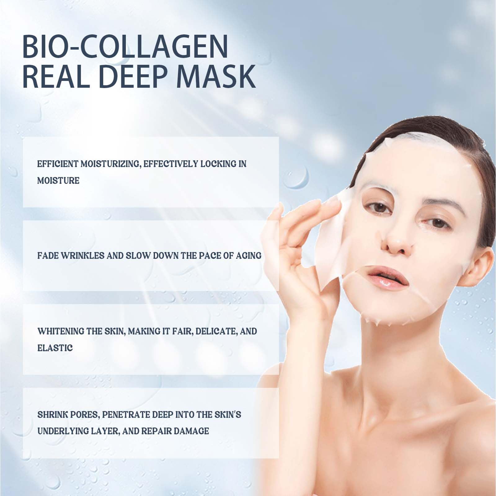 Deep Collagen Face Mask | Skinqueen Bio-Collagen Overnight Mask | Anti-Wrinkle Lifting Sheet Mask | Hydrating Korean Collagen Mask for Elasticity & Firming | Perfect for Nighttime Skincare Routine & Anti-Aging Treatment