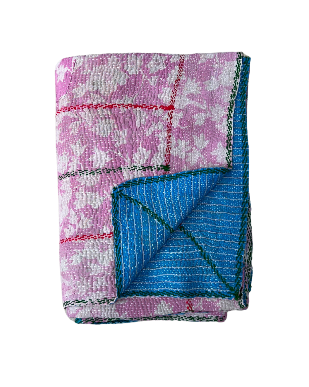 Premium Heavyweight Kantha Quilt No. 764 - Handmade Cotton Patchwork Bedspread for Cozy Home Decor, Winter Warmth & Bohemian Style Bedding
