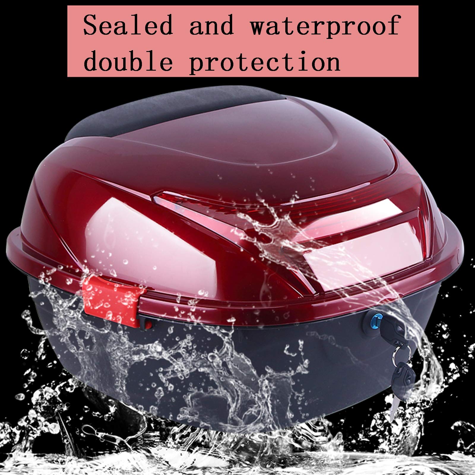 Motorcycle Trunk Box - Waterproof Portable Storage Bag with Lid Organizer for Scooters, Motorcycles, Mopeds & ATVs - Durable Travel Accessory for Road Trips & Commuting (Wine Red)