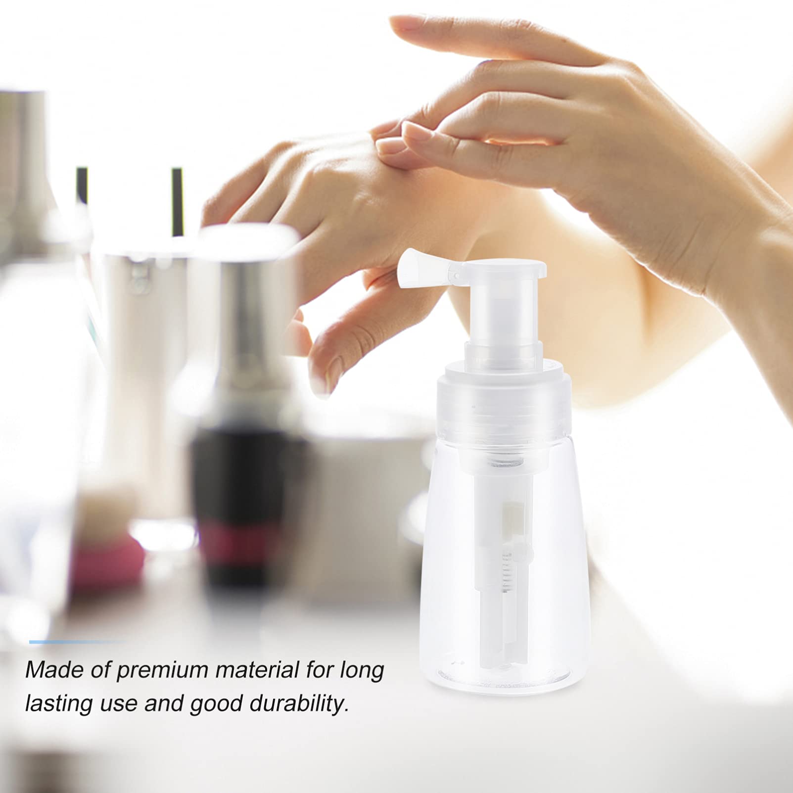 DOITOOL 180ml Refillable Barber Powder Spray Bottle | Empty Powder Blower & Hair Fiber Applicator | Travel-Friendly Cosmetics Container for Dry Shampoo (White) | Perfect for Salon Styling & On-the-Go Hair Care