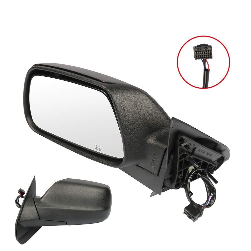 OCPTY Black Left Side Mirror Replacement for 2005-2010 Jeep Grand Cherokee - Textured Heated Manual Folding Mirror Glass - Perfect for Off-Roading, Daily Commuting & Winter Driving