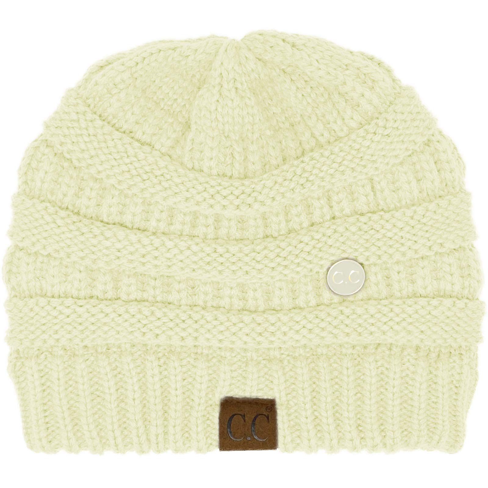 CC Classic Winter Fall Trendy Chunky Stretchy Cable Knit Beanie Hat for Men & Women - Warm Fleece Lined Skull Cap for Cold Weather Outdoor Activities