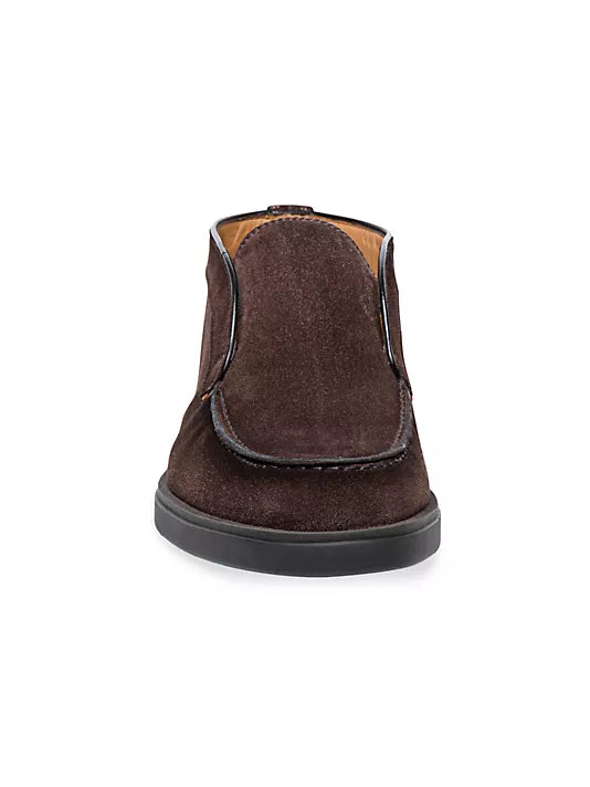 Santon Men's DK Brown Leather Laceless Chukka Boots - Comfortable Casual & Business Slip-On Shoes for Work, Travel & Everyday Wear