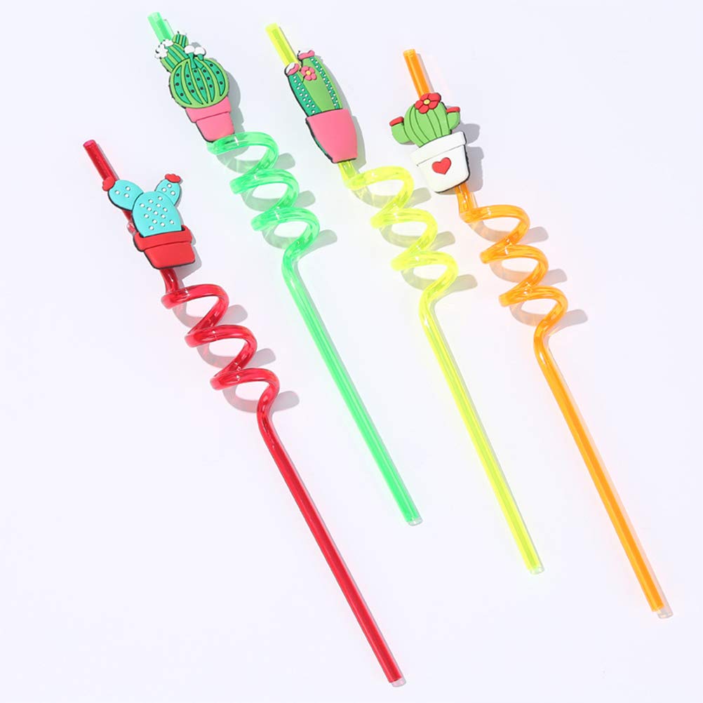 DOITOOL 16PCS Fun Colorful Kids Drinking Straws - Reusable Cactus, Swirl, Twist & Loop Straws for Smoothies, Juice & Party Drinks - BPA Free Child Safe Straws for Home, School & Birthday Parties