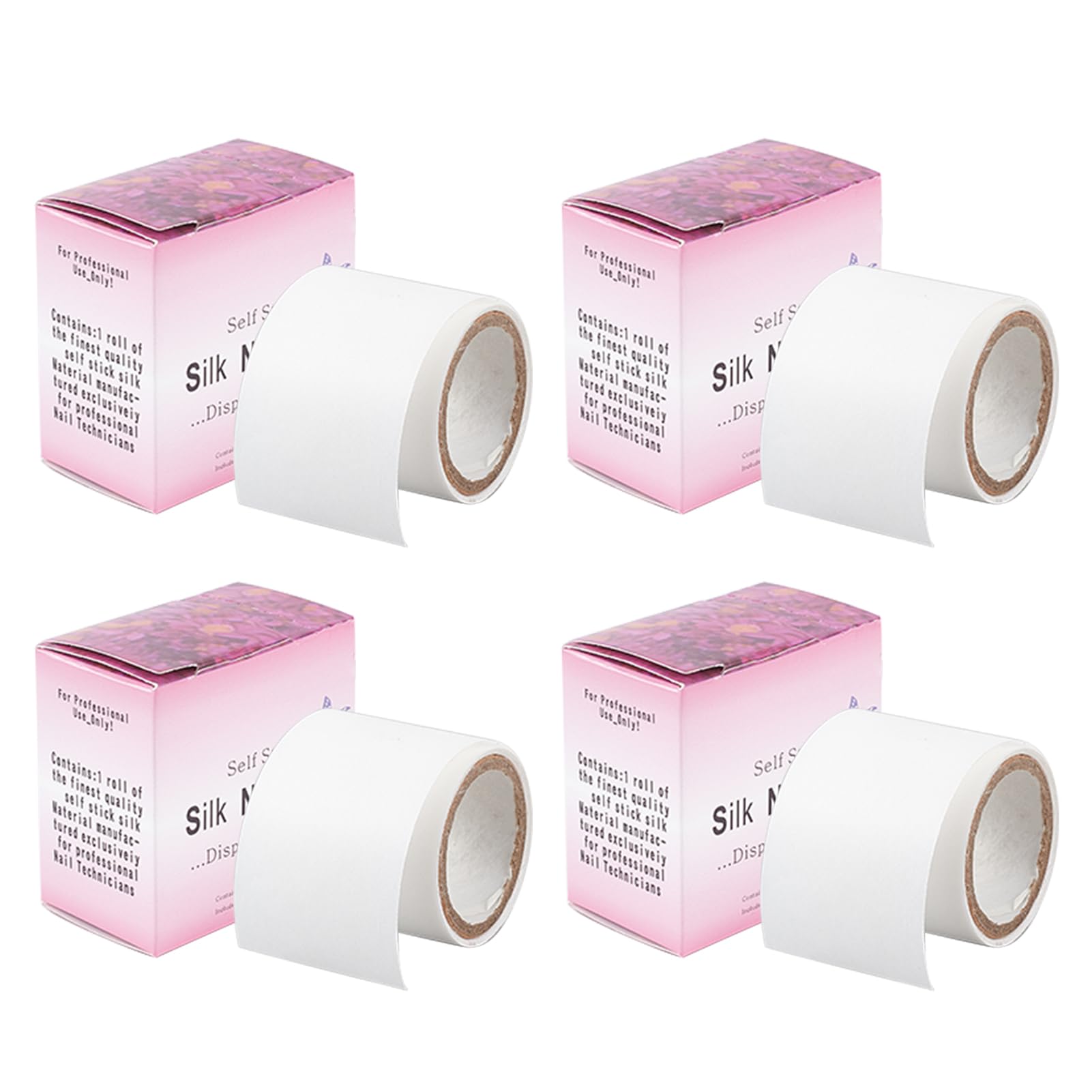 NICENEEDED 4 Rolls Self-Adhesive Silk Nail Wrap Set - Easy Trim Nail Tips Repair Bandage Tape, Fiberglass Nail Art Extension Stickers for Strong & Beautiful Nails | Perfect for DIY Manicures, Salon Use & Nail Design
