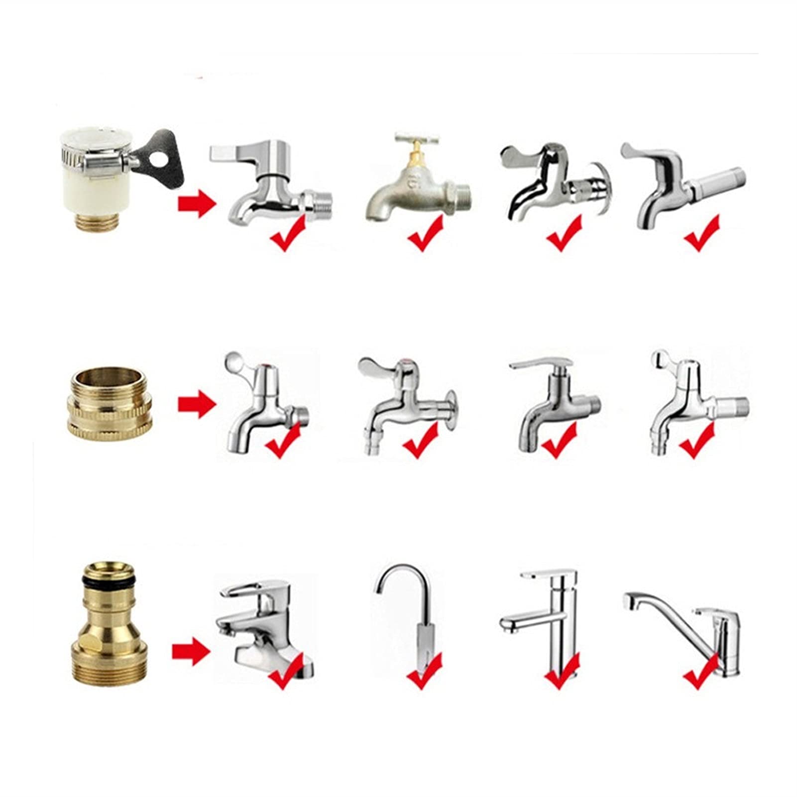 YOOUS Universal Drip Irrigation Kit - 15mm to 23mm Metal Faucet Connector, Mixer Hose Adapter & Tube Joint Fitting for Kitchen, Garden Watering Tools | Perfect for Vegetable Gardens, Greenhouses & Outdoor Plant Watering Systems