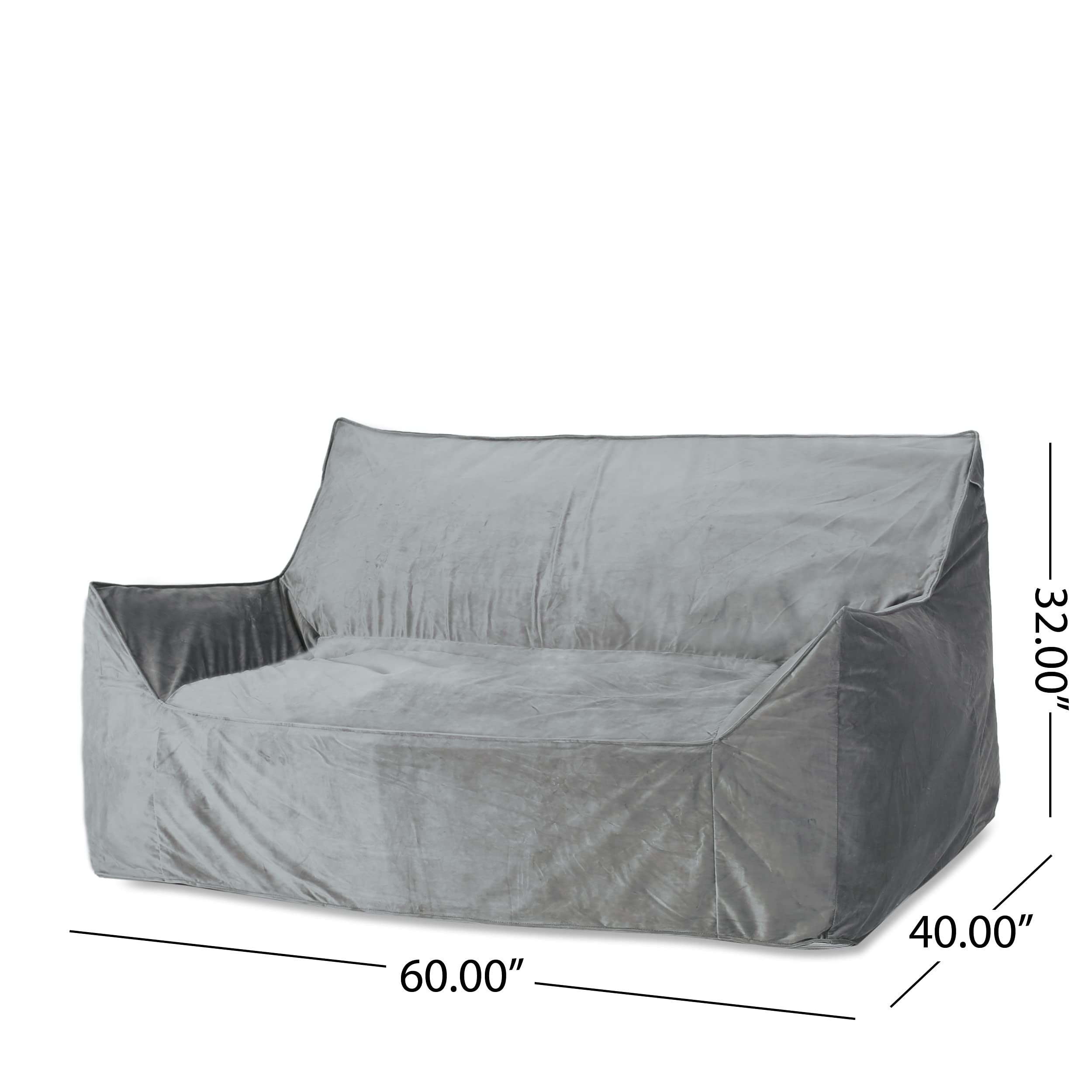 Christopher Knight Home Velie Bean Bag - Soft & Comfortable Gray Bean Bag Chair for Kids & Adults - Perfect for Living Room, Bedroom, Dorm & Game Room Relaxation