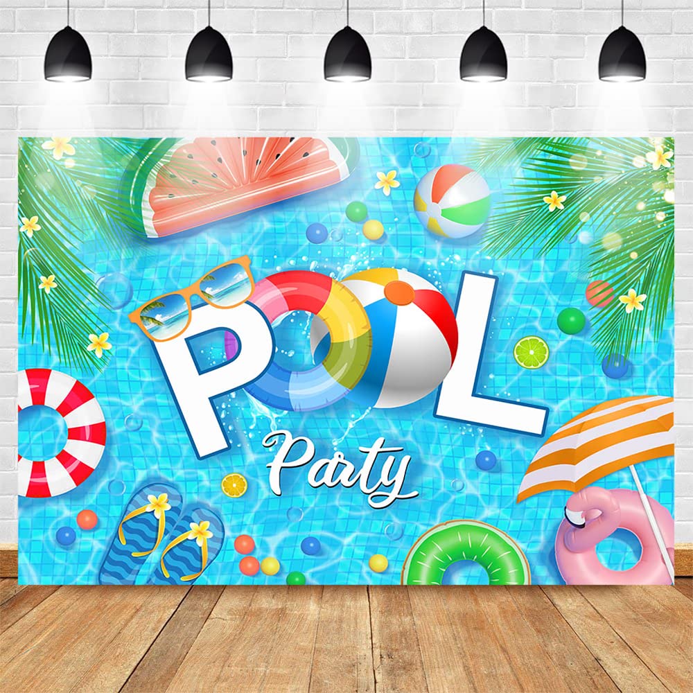 8x6ft Mocsicka Pool Party Backdrop - Summer Splash Birthday Decor, Swimming Party Background for Cake Table, Photo Booth & Party Decorations | Perfect for Summer Birthdays, Pool Parties & Outdoor Celebrations