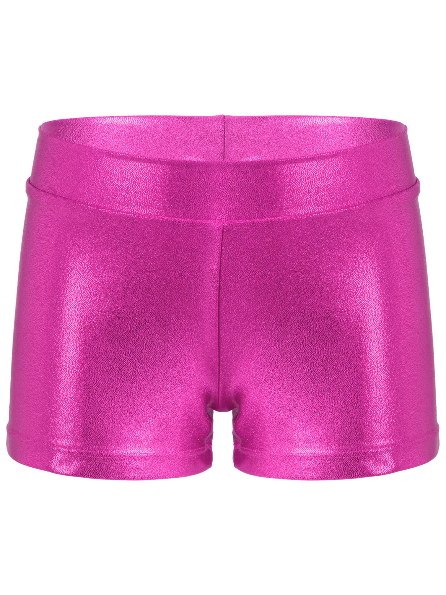 Kids Girls Shiny Metallic Ballet Dance Shorts - Athletic Gym Gymnastics Yoga Workout Shorts Bottoms for Dance Class, Fitness Training & Casual Wear