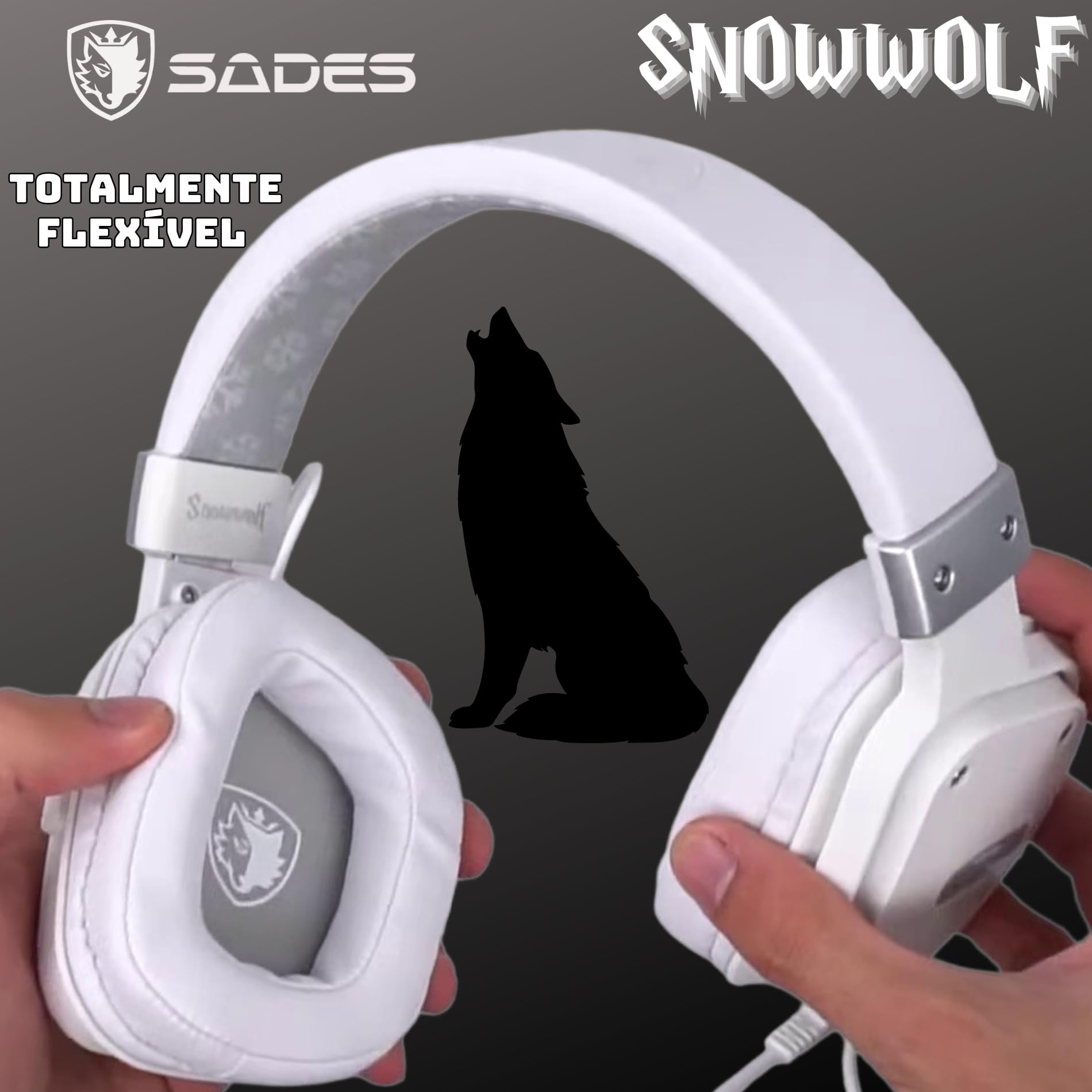 SADES Snowwolf SA-722S Wireless Gaming Headset with Microphone - White Noise Cancelling Over-Ear Headphones for PC, PS4, Xbox (18.5x9x26.5cm) - Perfect for Gaming, Streaming & Online Classes