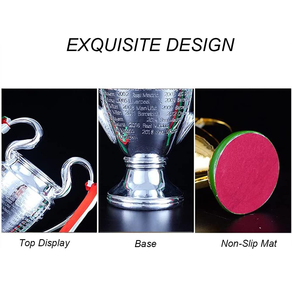 ADLUH Silver Football Champions Trophy - 44cm Resin Collectible for Club League Fans, Office Decor, Souvenir & Gift Idea | Perfect for Sports Enthusiasts, Trophy Displays & Fan Collections