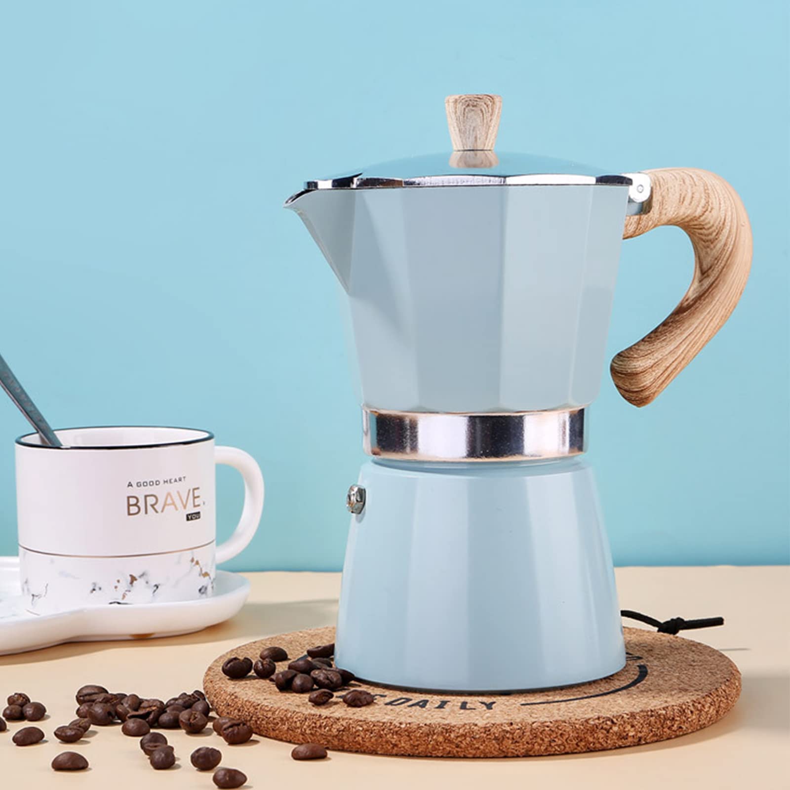 Premium Moka Pot Stovetop Espresso Maker - 6 Cup Italian Coffee Maker, 10 oz Manual Cuban Percolator for Authentic Espresso - Perfect for Home Brewing, Camping & Gifts