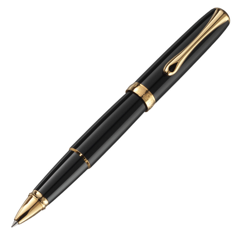 Premium Diplomat Excellence A2 Black Lacquer Rollerball Pen with 24K Gold Trim - Luxury Writing Instrument for Business Professionals & Gift Giving