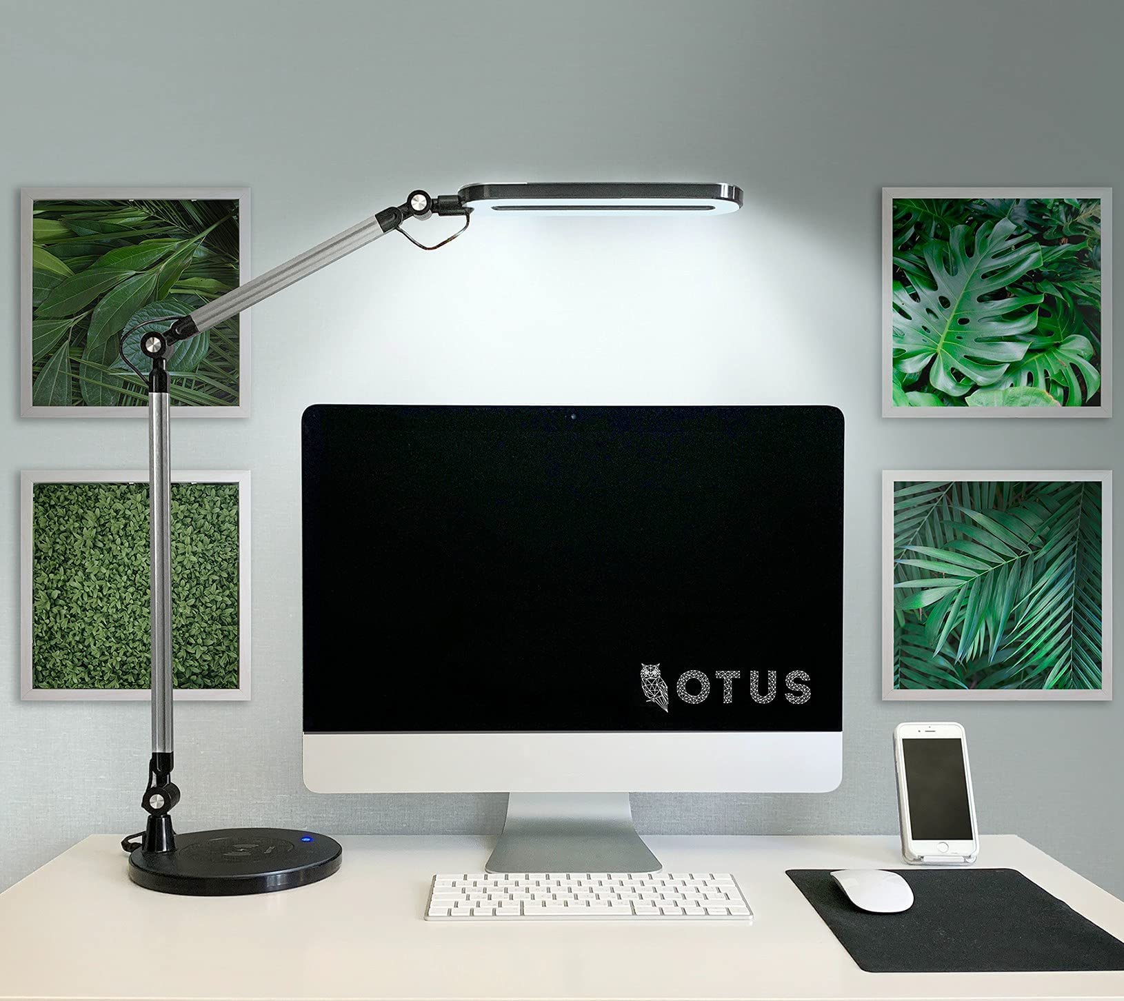OTUS LED Desk Lamp with Wireless Charger - 3 Color & 12 Brightness Modes, Adjustable Swing Arm Architect Task Light for Home Office, Study, Reading, Video Calls - Perfect for Working, Drafting & Nighttime Use