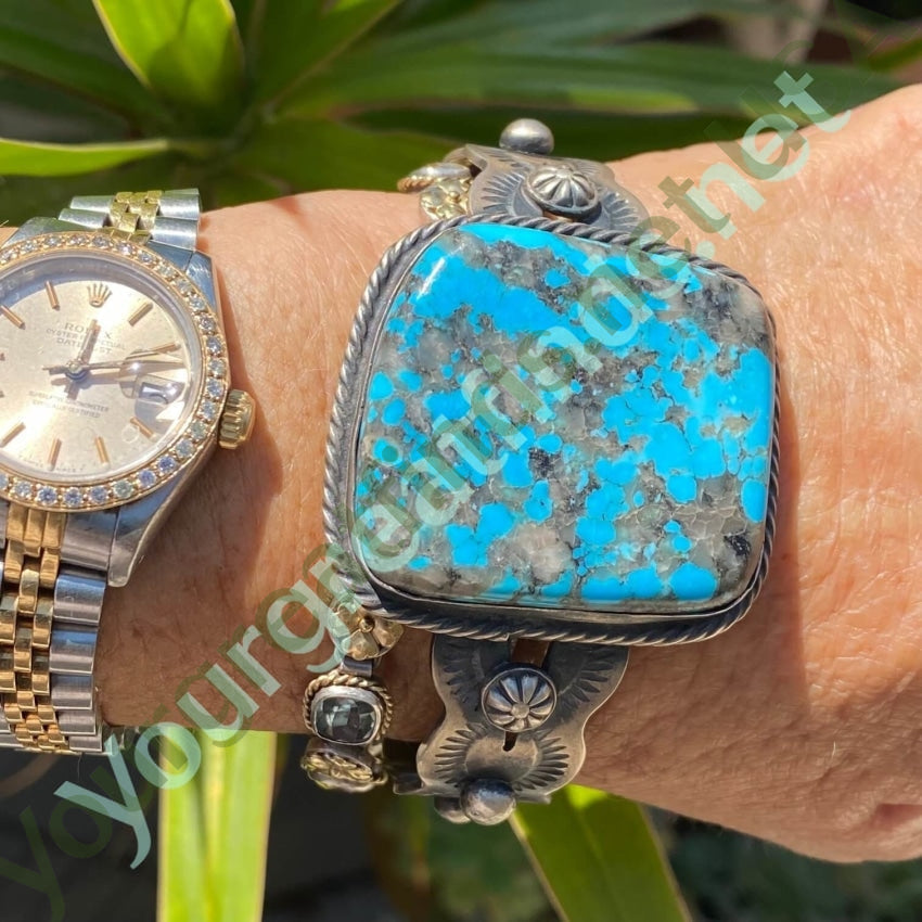 Sterling Silver Chimney Butte Bracelet with Natural Turquoise and Quartz Stone - Handmade Boho Jewelry for Women, Perfect for Casual Wear, Gift Giving & Spiritual Healing