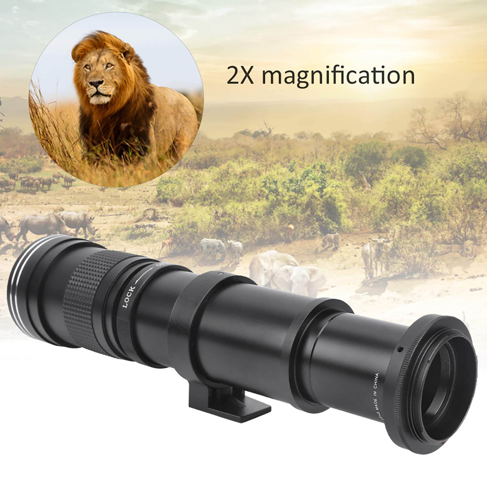 420-800mm F8.3-16 Manual Focus Zoom Telephoto Lens for Canon EF-S Mount DSLR Cameras - Black (36x11x11cm) - Perfect for Wildlife Photography, Sports Events and Long-Distance Shooting