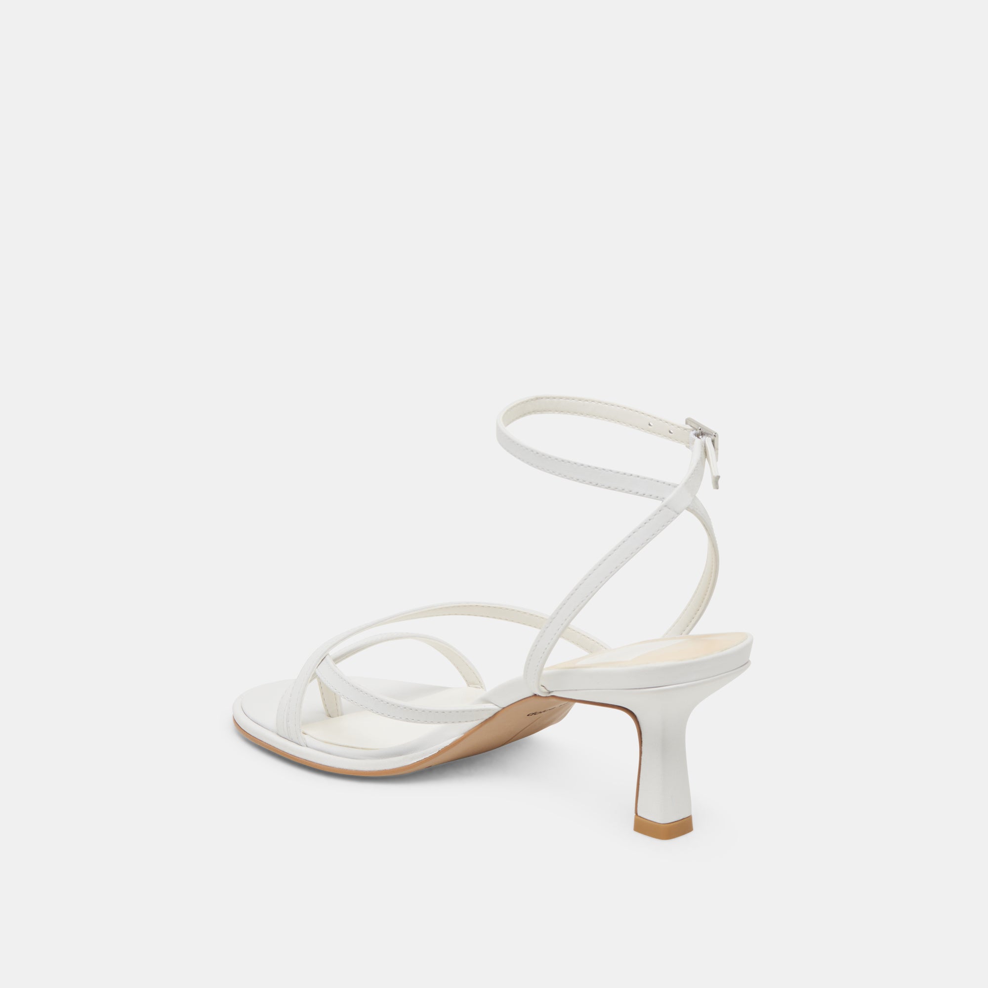 MORAH Women's Wide Heel Sandals - Genuine White Leather Dress Shoes for Wedding, Party & Office Wear
