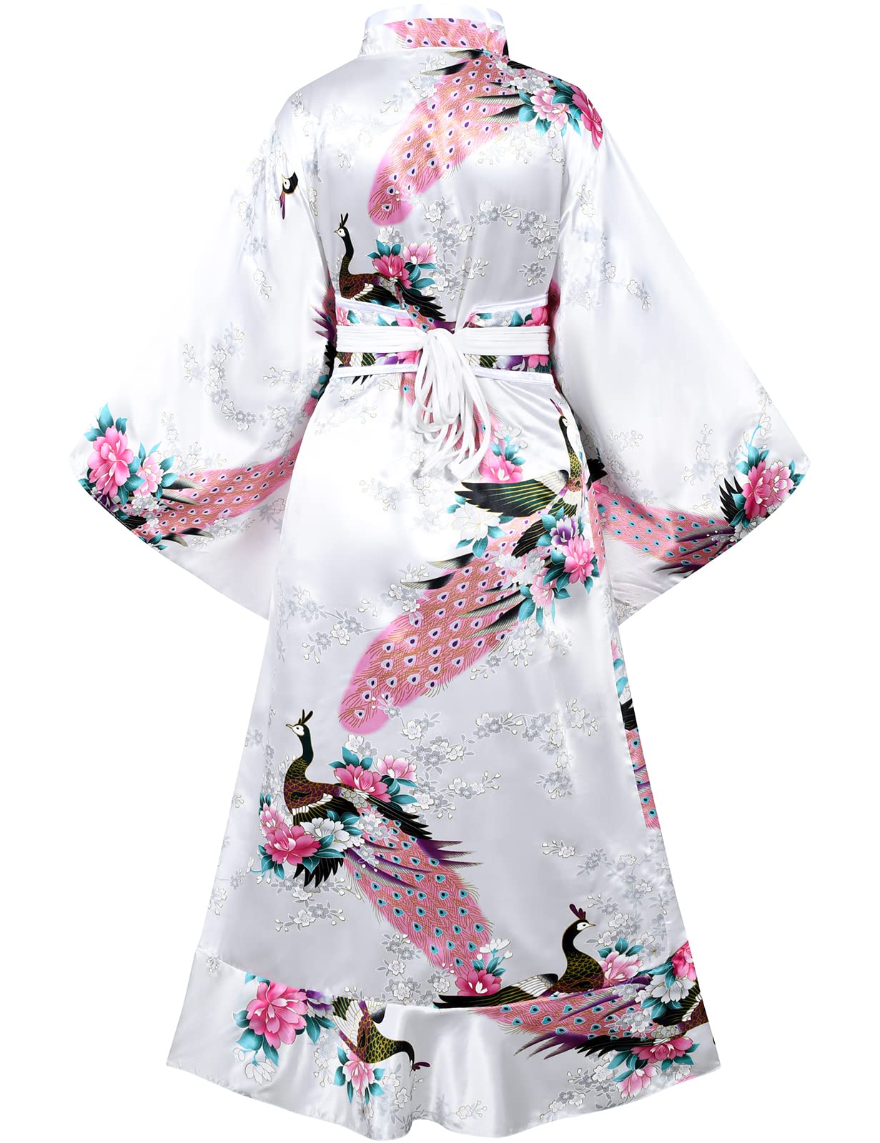 Elegant Women's Kimono Robe - Japanese Geisha Yukata with Sweet Tuxedo Ruffle & Blossom Satin - Luxurious Bathrobe & Sleepwear Set with Tabi Socks - Perfect for Spa, Loungewear, Cosplay & Special Occasions