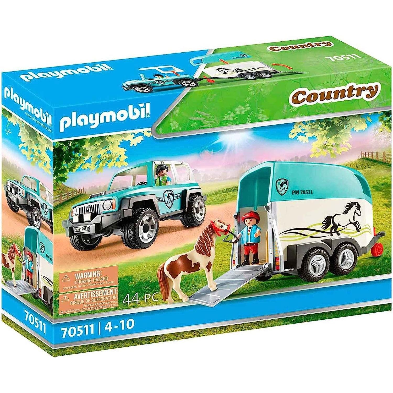 LEGO City Car with Pony Trailer Toy Set 70511 - Interactive Building Kit for Kids, Perfect for Creative Play & Farm Animal Adventures