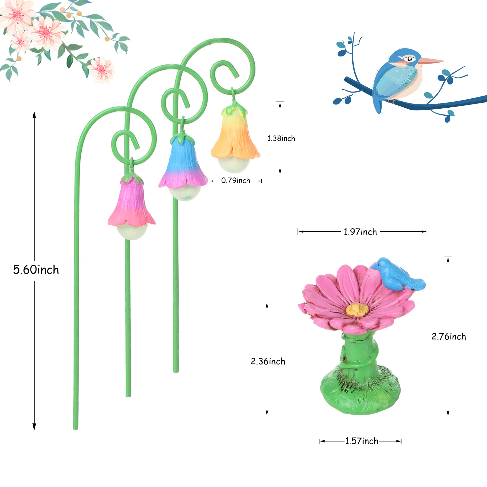 Fairy Garden Miniature Accessories - Pink Flower Set of 4 for DIY Fairy Gardens, Terrariums & Home Decor | Whimsical Fairy House Decorations