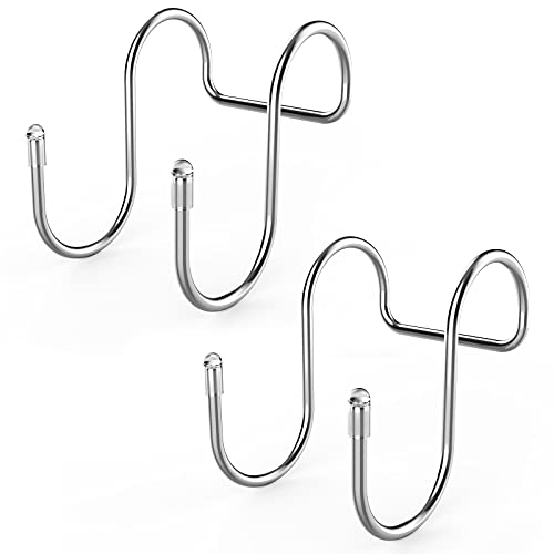 Beesini 2 Pack Small Shower Door Hooks - Heavy Duty Over Door Towel Hooks, Squeegee Holder & Cabinet Hooks for Bathroom, Kitchen & Glass Door Organization (Perfect for Hanging Towels, Robes & Cleaning Tools)