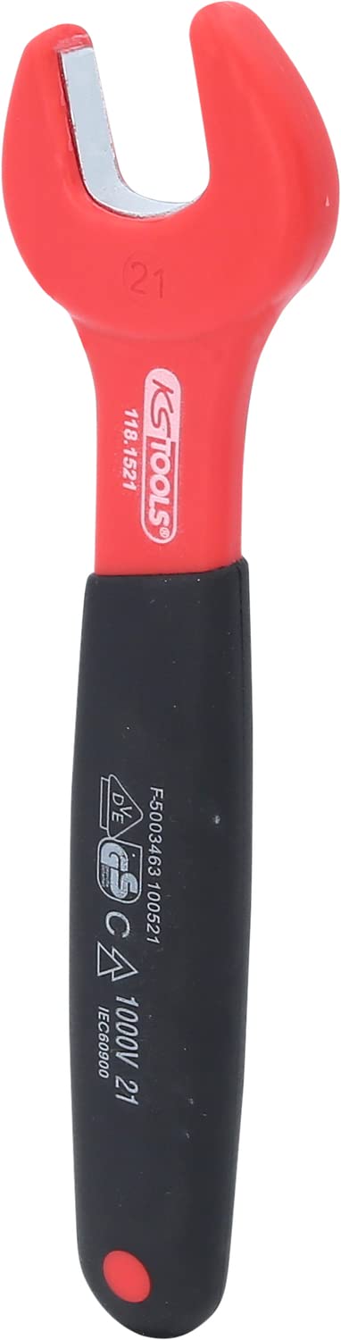 KS Tools 118.1521 21mm Insulated Open-End Wrench - Professional Electrical Repair Tool for Automotive & Industrial Maintenance
