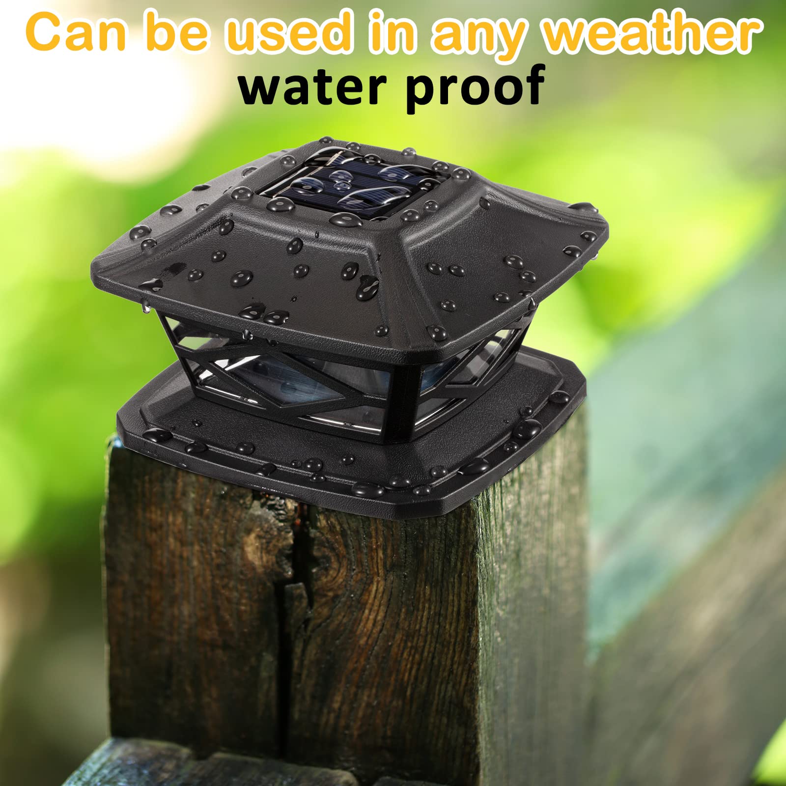 16 Pack Solar LED Post Cap Lights - Waterproof Outdoor Fence Lighting for 4x4 5x5 6x6 Posts - Solar Powered Deck Lights for Garden, Patio, Yard & Pathway Illumination (Black)