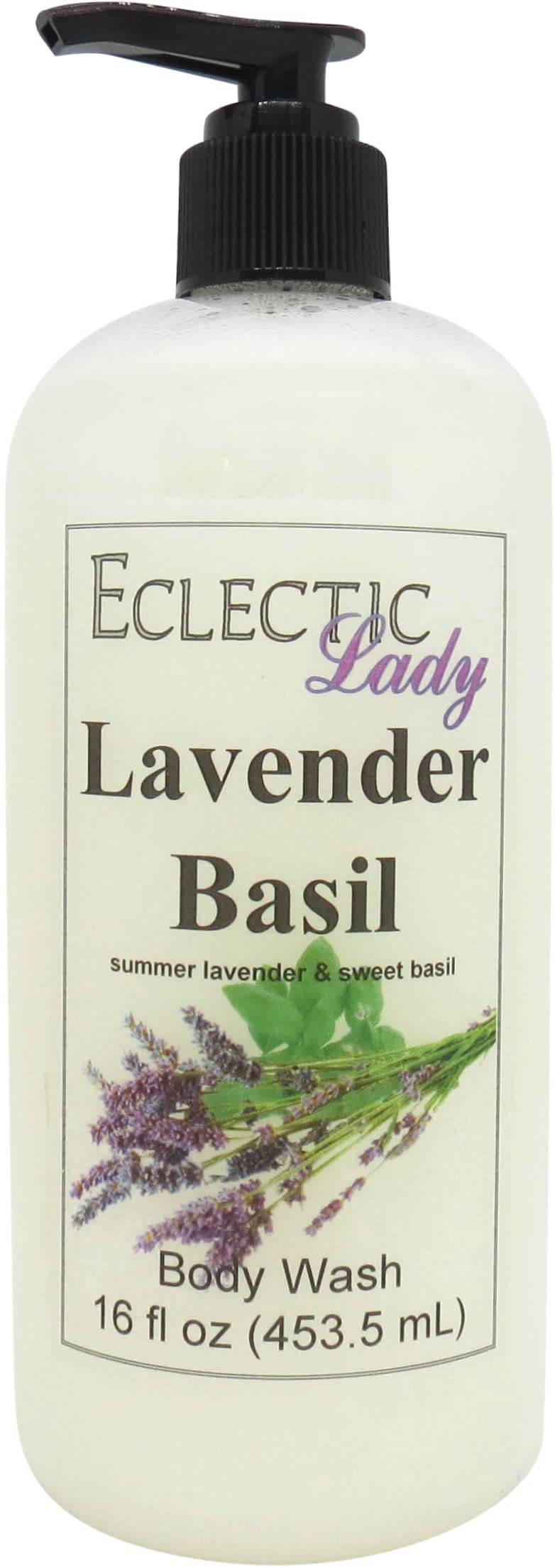 Organic Lavender Basil Body Wash - 3-in-1 Bubble Bath, Hand Soap & Shower Gel | Phthalate-Free, Handcrafted in USA | 16oz Bottle | Relaxing Aromatherapy for Bath & Spa Time