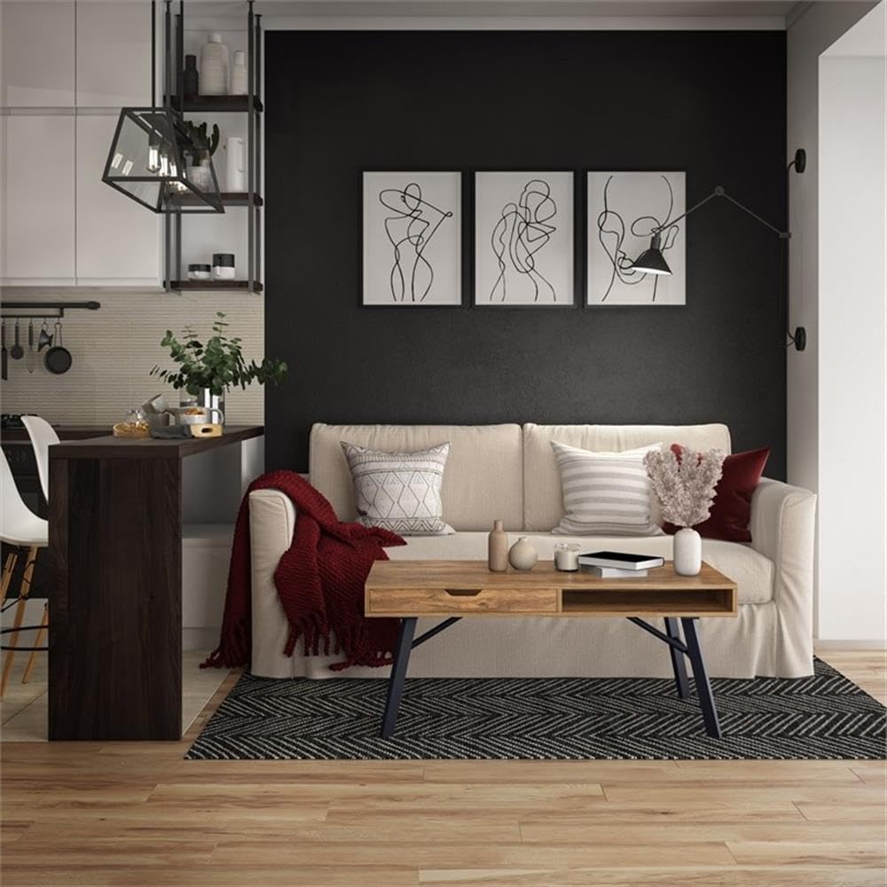 CorLiving Auston Rustic Brown Engineered Wood Coffee Table with Wood Grain Finish - Perfect for Living Room, Home Decor & Farmhouse Style Furniture