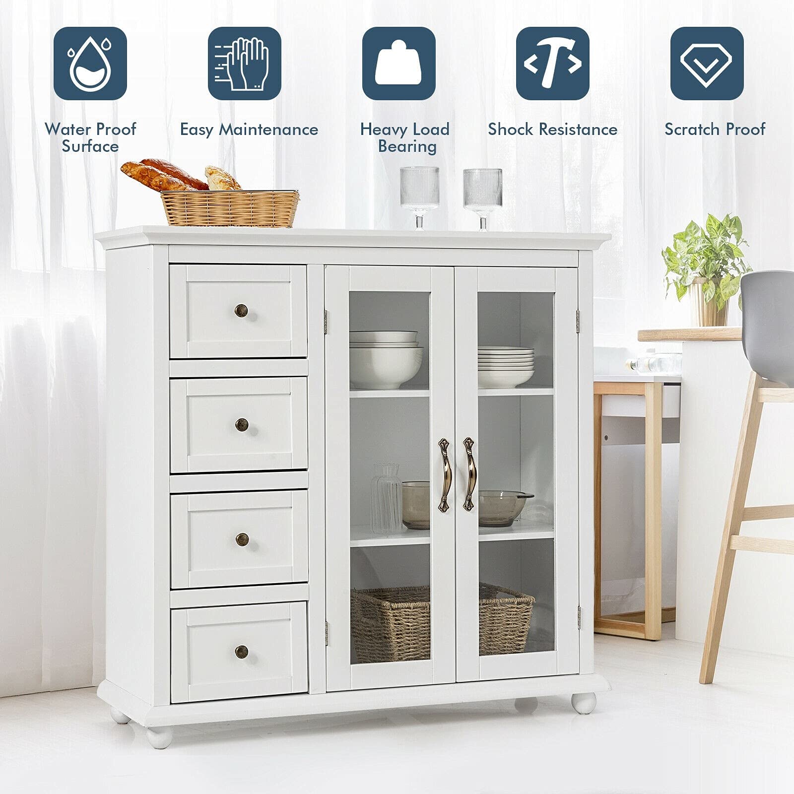 Modern Wooden Sideboard Buffet Server Table - 36