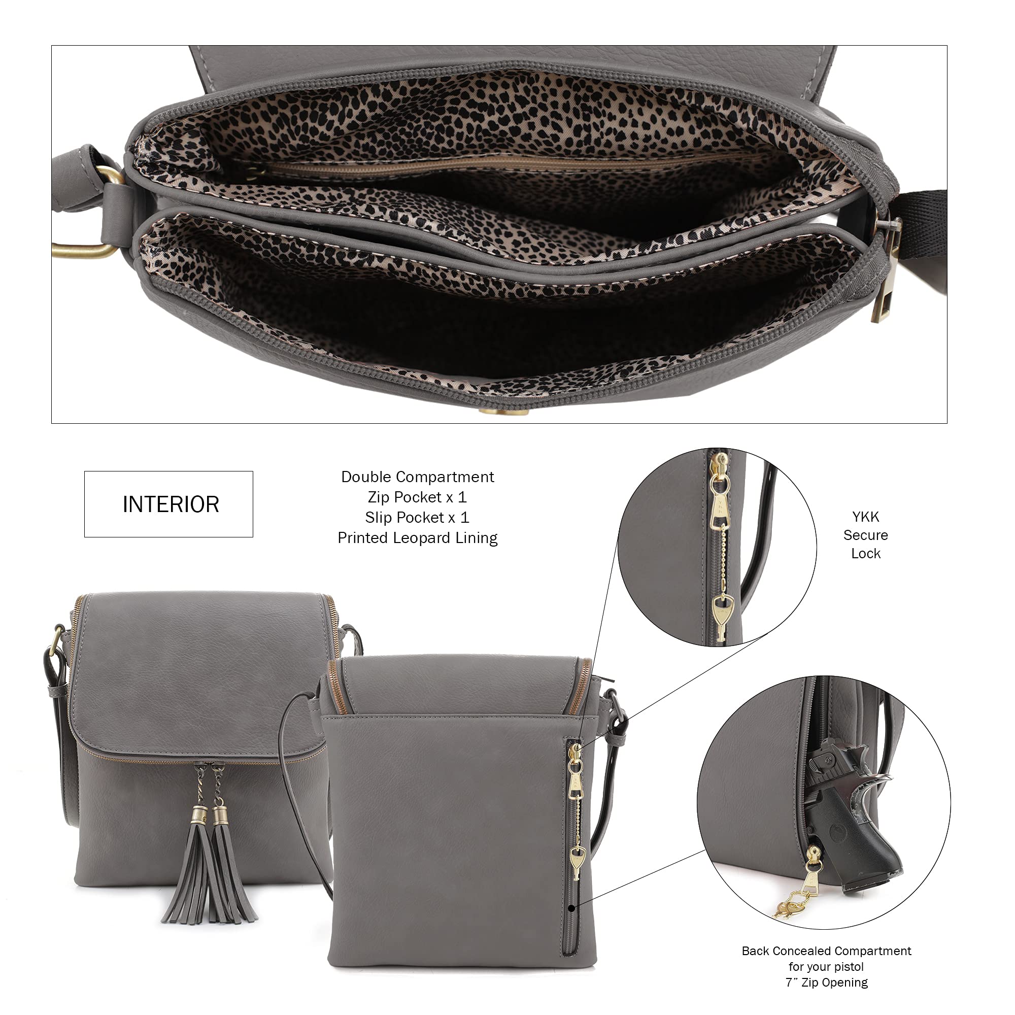 JESSIE & JAMES Cheyanne Anti-Theft Concealed Carry Crossbody Bag with Lock & Key - Secure & Stylish for Travel, Shopping & Everyday Use