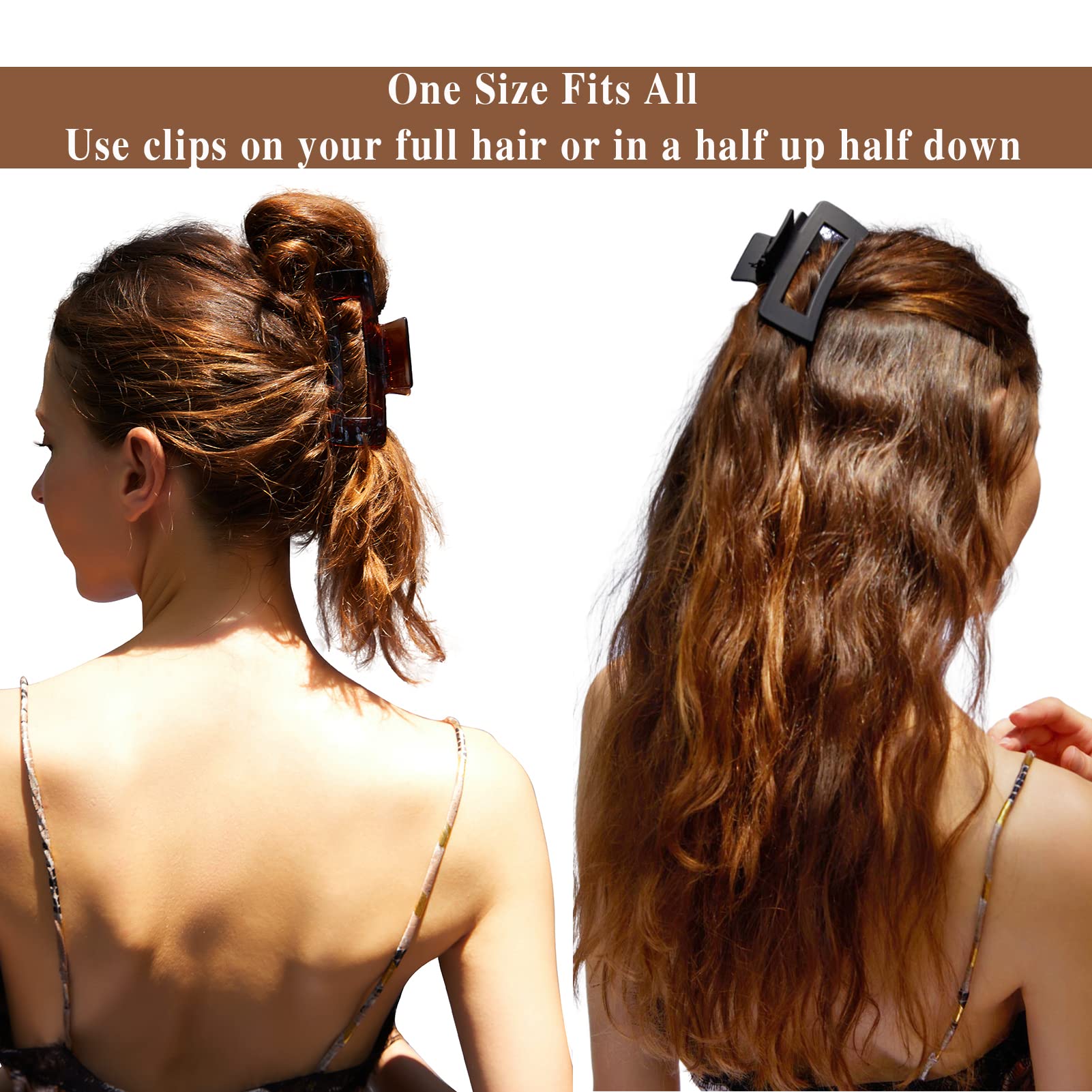 4 Inch Matte Clear No Slip Hair Claw Clips for Women - 3 Pack Large Rectangle Jaw Clamps for Thick Hair | Perfect for Updos, Ponytails & Everyday Styling