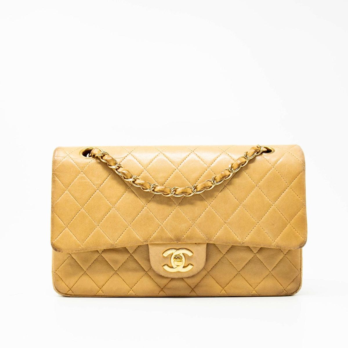 Chanel Beige Medium Vintage Classic Flap Bag - Timeless Luxury Handbag for Women | Perfect for Evening Events, Date Nights & Special Occasions