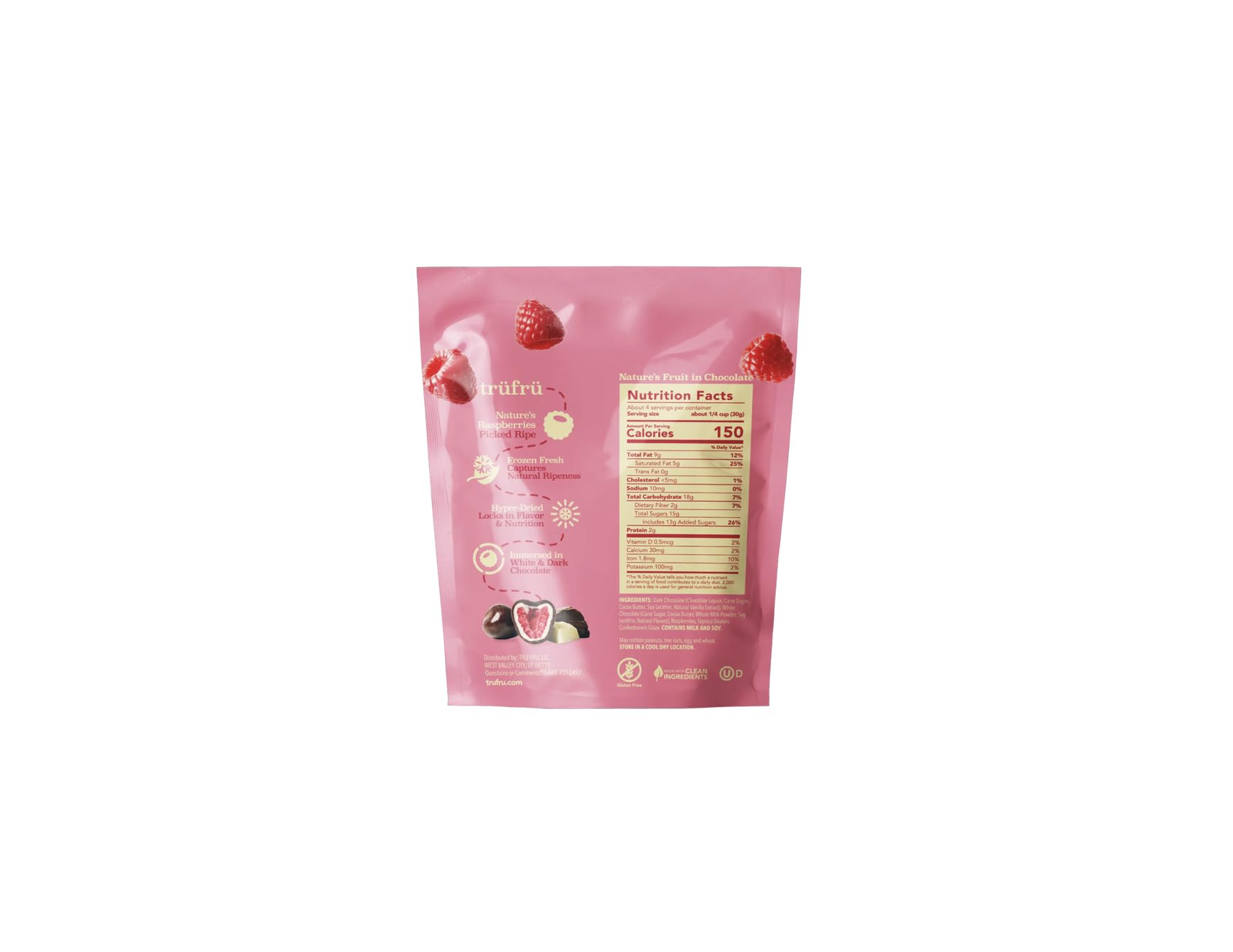 Tru Fru Chocolate Covered Freeze-Dried Fruit Variety Pack - 4.2 Oz Bags (4 Pack) with Strawberries, Raspberries, Blueberry Creme & Strawberry Creme | Healthy Snacks for Office, School & Movie Nights