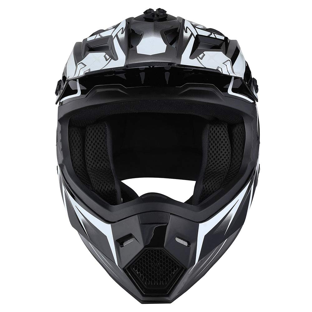 1Storm HF801 Adult Motocross Helmet - DOT Approved BMX MX ATV Dirt Bike Racing Helmet with Bluetooth Headset (Sonic White) - Perfect for Off-Road Adventures, Motorcycle Riding & Extreme Sports