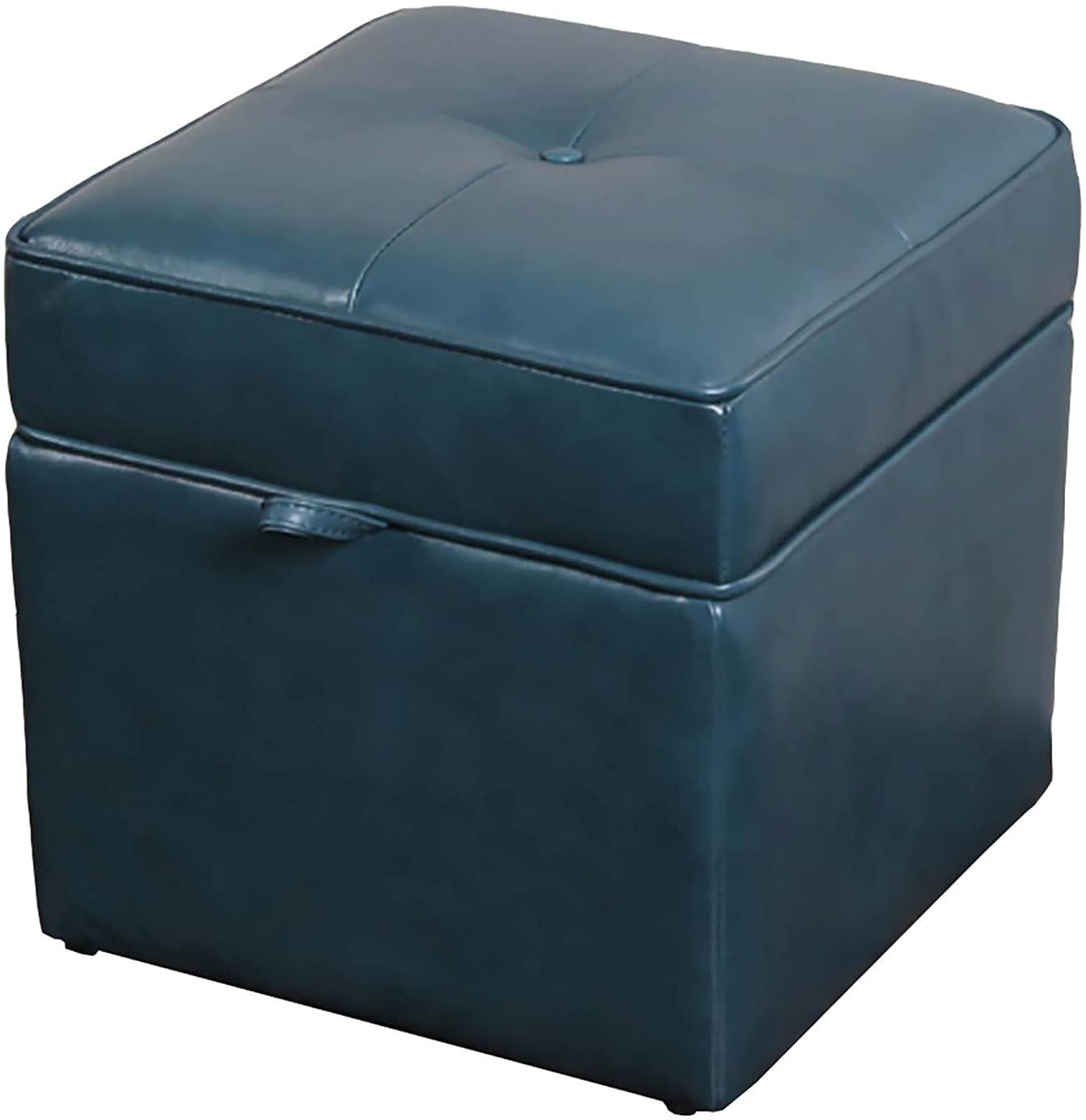 DYPXG Leather Storage Bench - 40x40x40cm Dark Green Entryway Stool with Toy Chest & Shoe Storage | Multi-Functional Foot Rest Ottoman for Living Room, Bedroom & Entryway Organization