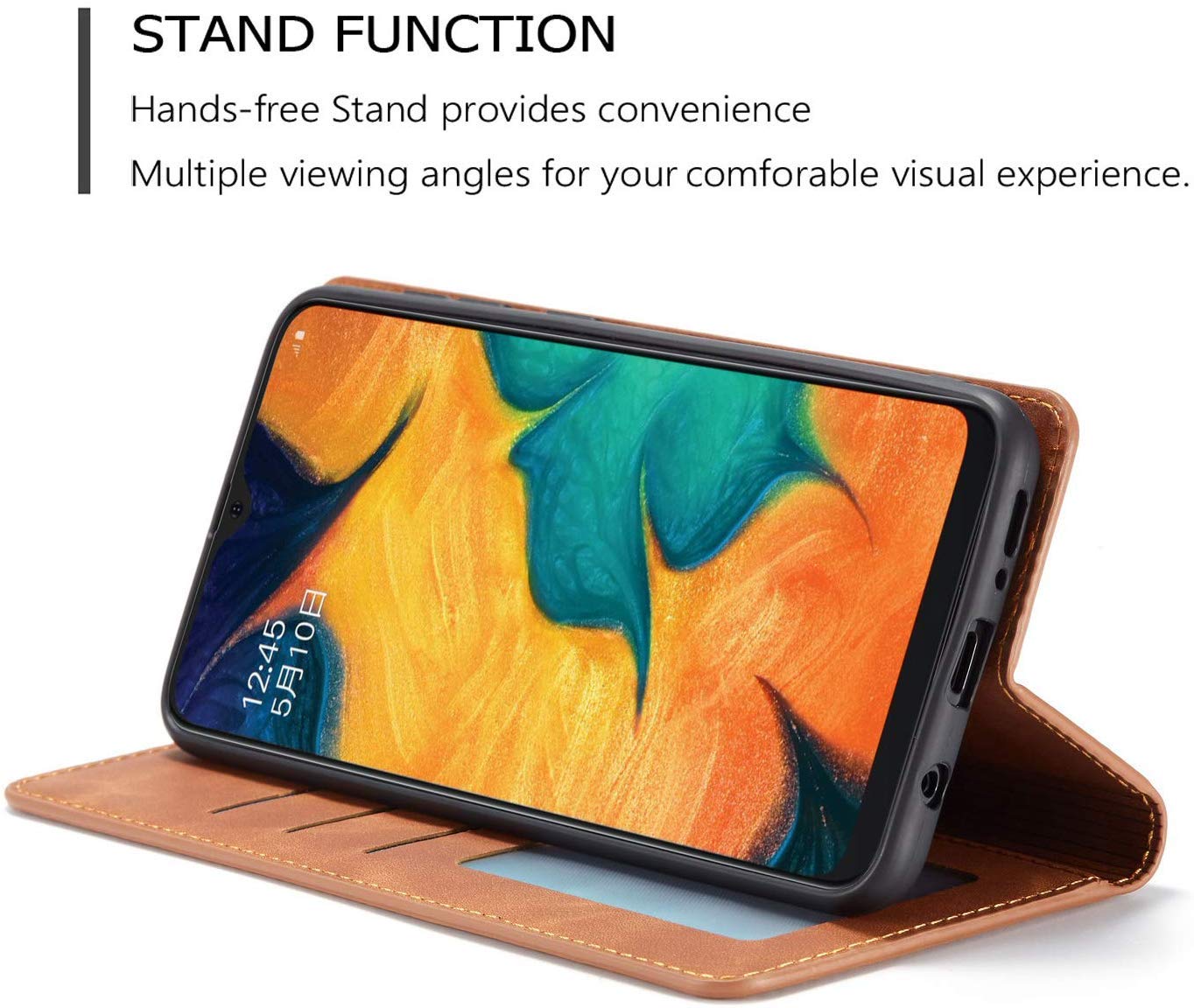 Premium PU Leather Flip Wallet Case for Samsung Galaxy A40 - Shockproof TPU Bumper with Card Holder & Kickstand | Hidden Magnetic Adsorption | Brown | Perfect for Work, Travel & Daily Protection