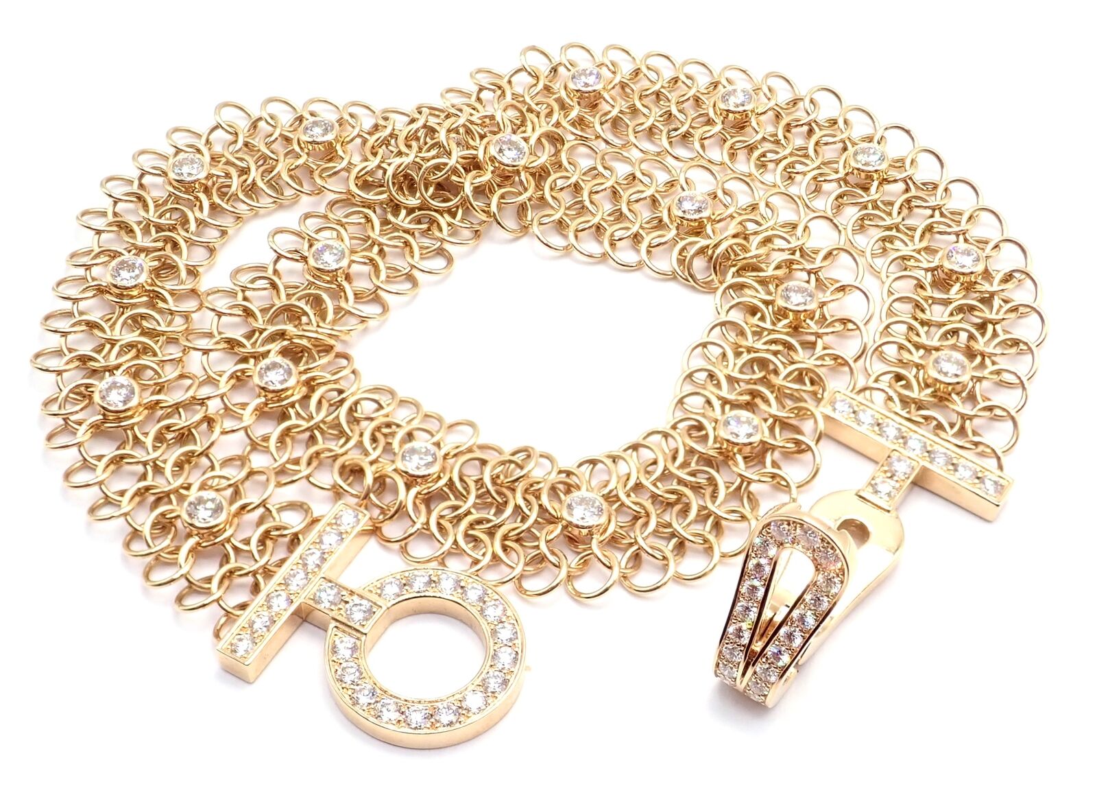 Authentic Cartier Agrafe 18k Rose Gold Diamond Link Bracelet - Size 17 - Luxury Jewelry Gift for Women - Perfect for Anniversaries, Weddings & Special Occasions