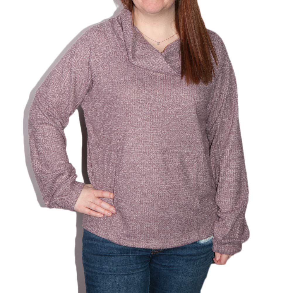 Z Supply ZT194181 The Waffle Thermal Cowl Neck Pullover Sweater for Women in Twilight Mauve - Cozy Winter Layering & Casual Outfit Essential