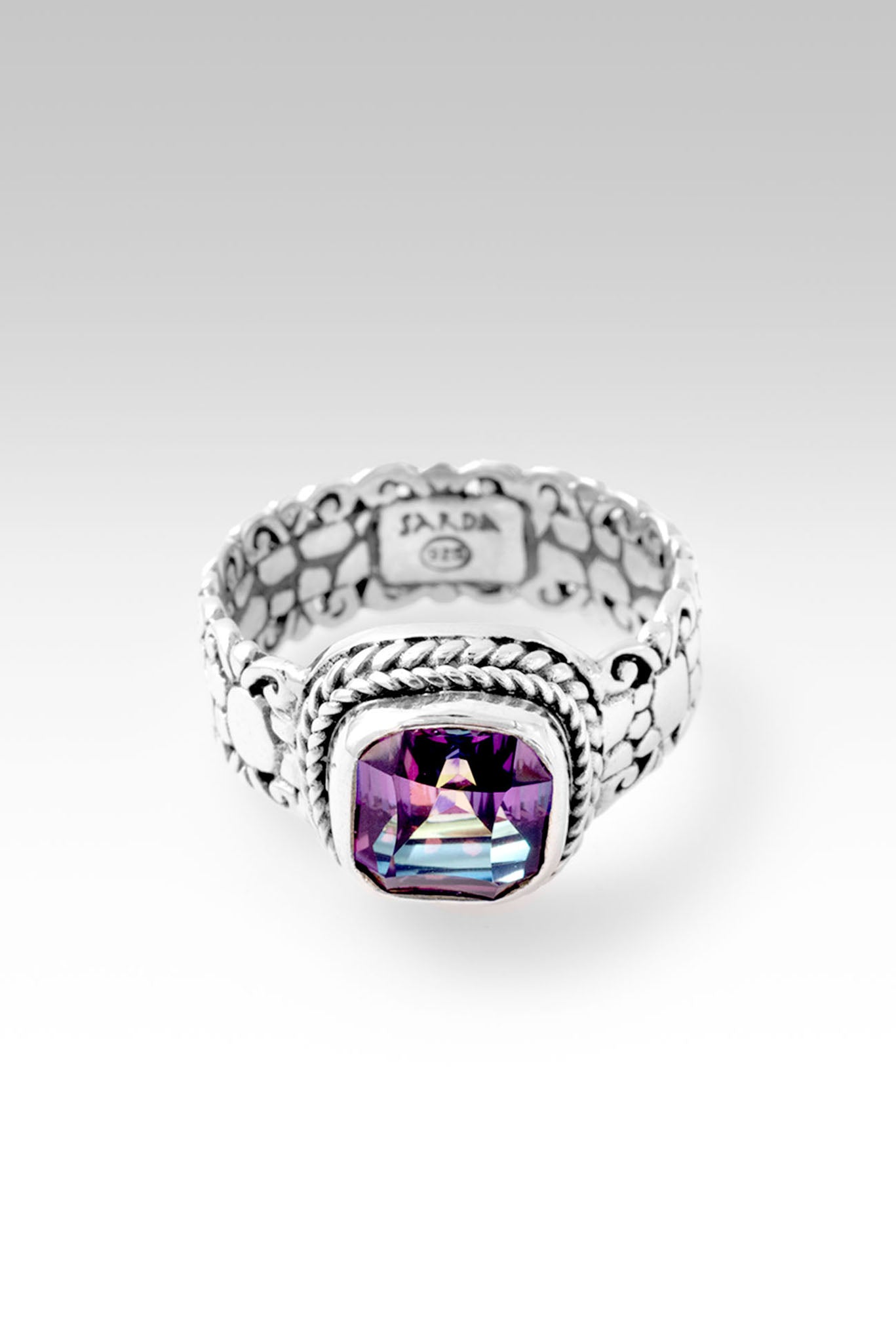 Elysian Ring in Xanadu with Genuine Mystic Quartz - Elegant Crystal Jewelry for Women, Perfect for Weddings, Parties & Special Occasions
