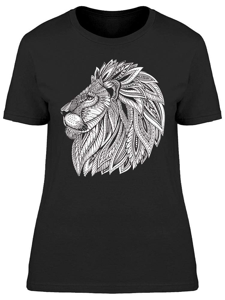 Hand Drawn Lion Head Graphic T-Shirt for Women - Stylish Casual Wear for Outings & Street Fashion