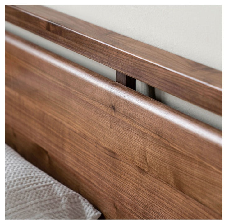 Premium Black Walnut Solid Wood Bed Frame - Queen Size, Natural Wood Grain, Sturdy & Durable - Perfect for Master Bedroom, Guest Room & Modern Farmhouse Decor