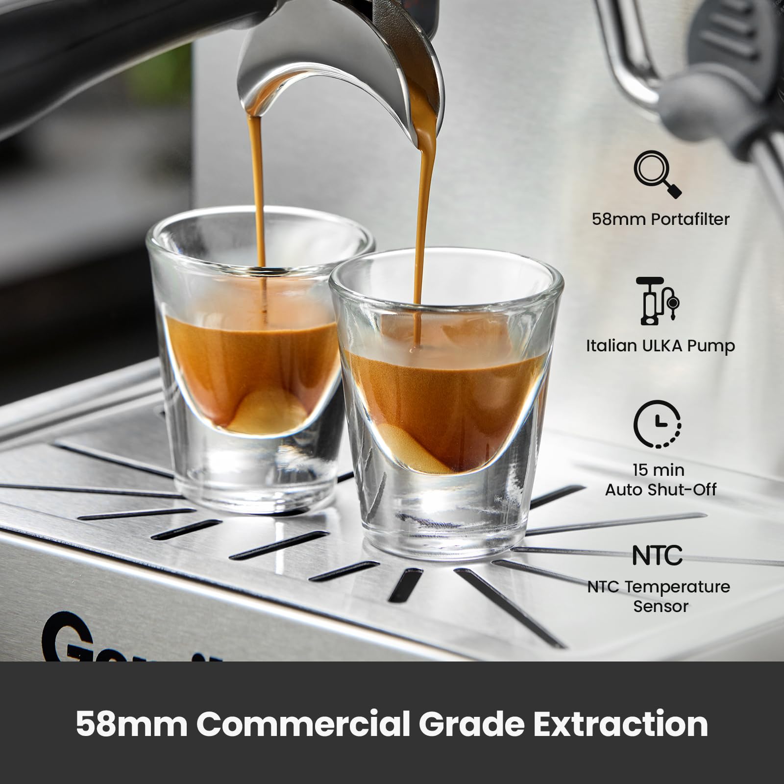 15 Bar Professional Espresso Machine with 1500W Powerful Pump - Stainless Steel Coffee Maker for Cappuccino & Latte | Perfect for Home Baristas & Coffee Lovers | Ideal for Kitchen, Office & Gifting (Model G3005H)