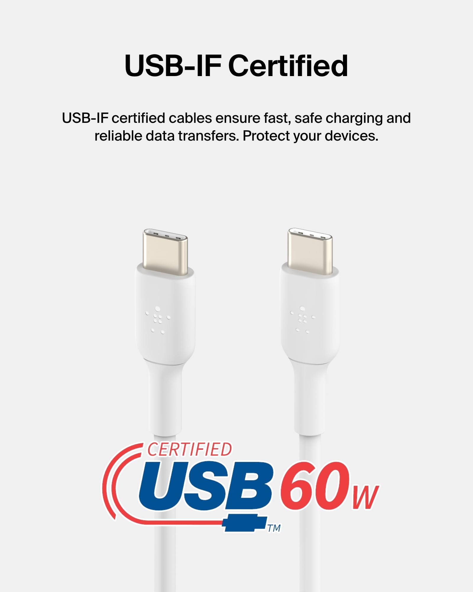Belkin USB-C to USB-C Fast Charging Cable 3.3ft (1M) - Compatible with iPhone 16 Series, Galaxy S24/S23, iPad Pro & More - High Speed Data Sync & Rapid Charging - Perfect for Home, Office & Travel - White
