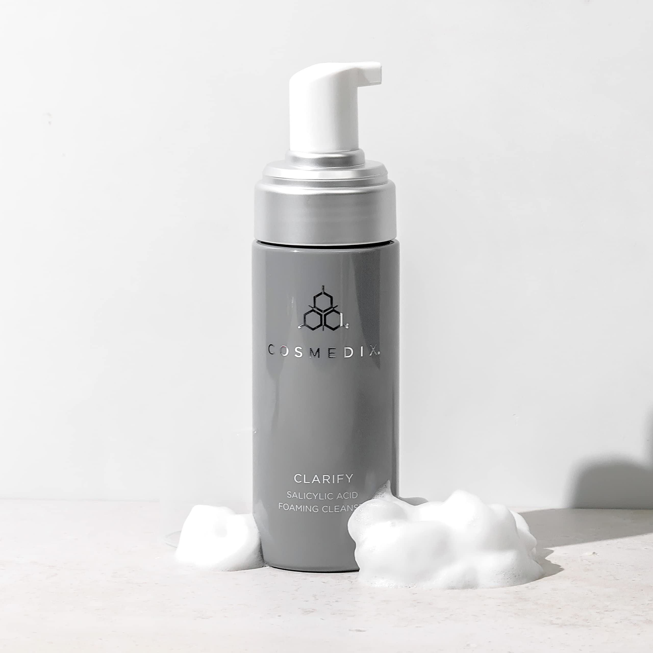 COSMEDIX Clarify Salicylic Acid Foaming Cleanser for Sensitive & Blemish-Prone Skin - Alcohol-Free, Sulfate-Free, Vegan & Gluten-Free Face Wash with Aloe Vera - Gentle Exfoliating Cleanser for Acne Treatment & Daily Skincare Routine