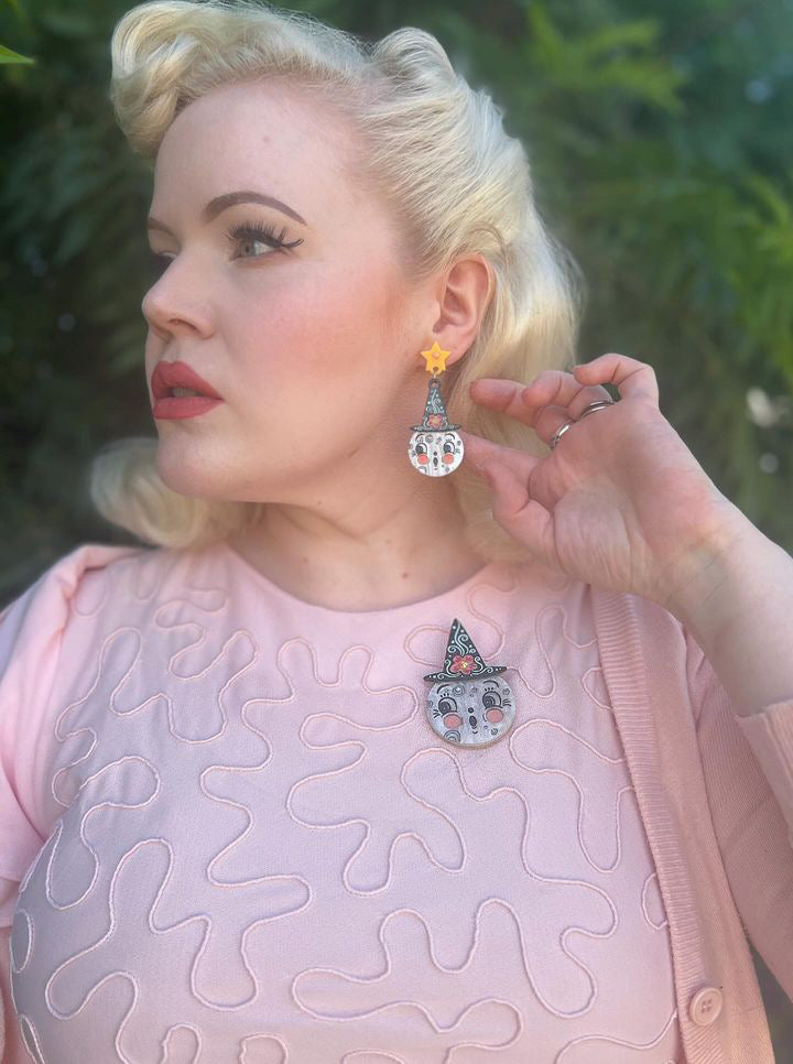 Bloomin' Luna Witch Statement Earrings by Johanna Parker x Lipstick & Chrome | Gothic Boho Jewelry for Women | Perfect for Halloween, Witchy Outfits & Festival Fashion
