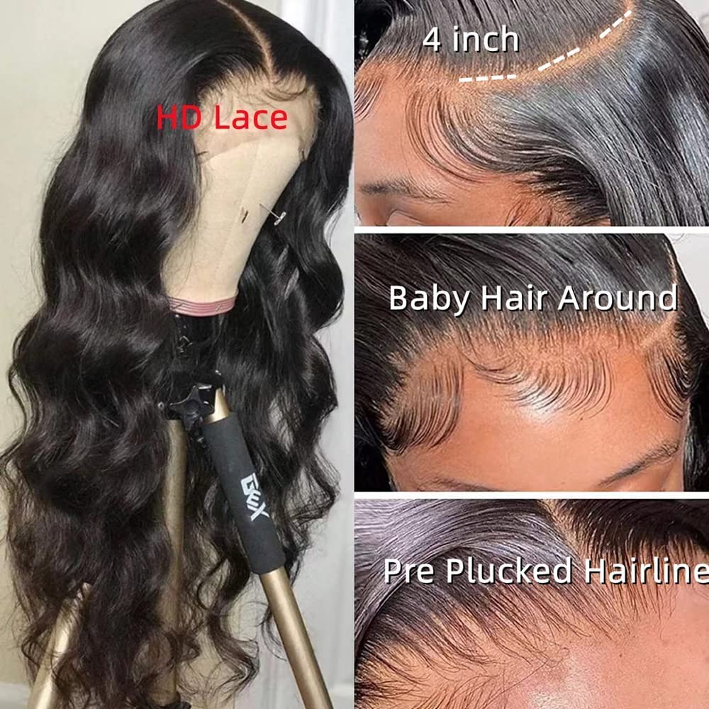 13x4 HD Lace Front Wigs Human Hair - Body Wave Pre Plucked 150% Density 20 Inch Lace Frontal Wigs for Black Women | Natural Look for Daily Wear, Parties & Special Occasions